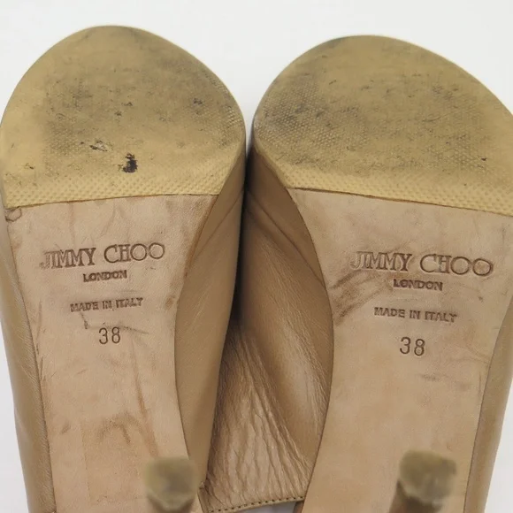 JIMMY CHOO NOVA SLINGBACK PLATFORM PUMPS NUDE SIZE 38 - Picture 5 of 6